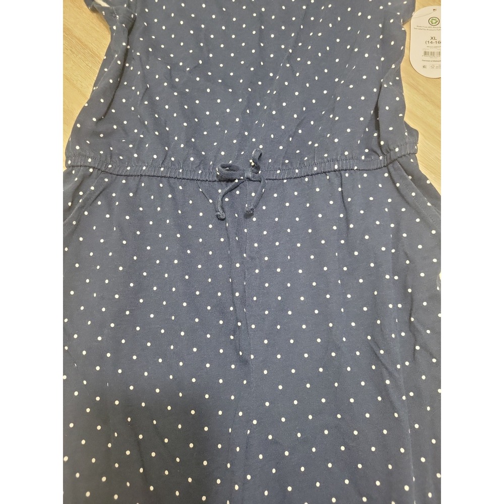 Wonder Nation Girls Navy Blue Polka Dot Jumpsuit XL 14-16 NWT - Picture 6 of 8